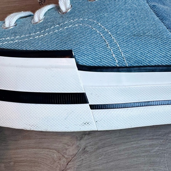 Converse Chuck 70 Plus High ‘Distressed Denim’ A12044C Navy/Egret/Black Sz 10.5 - Picture 7 of 8